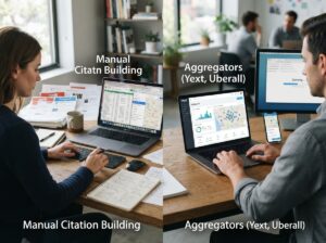 Manuelles Citation Building vs. Aggregatoren (Yext, Uberall): Was ist besser?